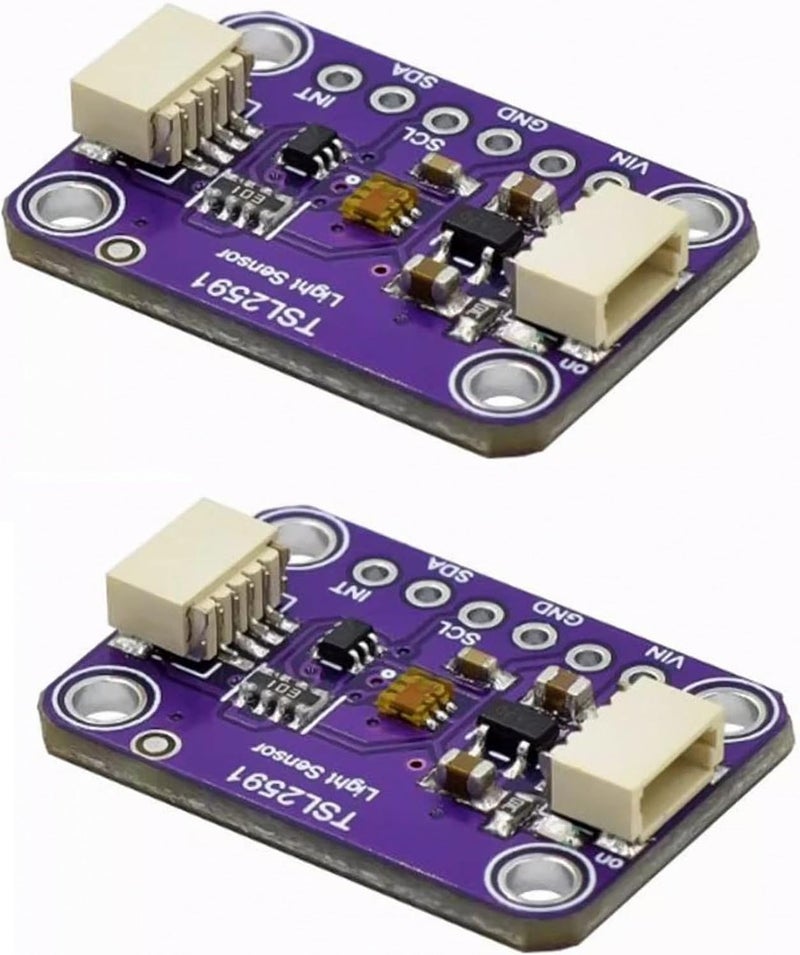 TIC TOC Store 2pcs TSL2591 High Dynamic Range Digital Light Sensor Breakout Module Purple Board - 600,000,000:1 Ratio, Dual-Spectrum Visible/IR Detection, I2C Interface for QWIIC & Arduino - Image 1